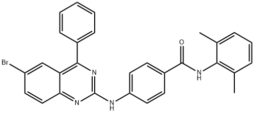4-[(6-bromo-4-phenyl-2-quinazolinyl)amino]-N-(2,6-dimethylphenyl)benzamide 结构式