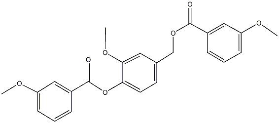 2-methoxy-4-{[(3-methoxybenzoyl)oxy]methyl}phenyl 3-methoxybenzoate 结构式