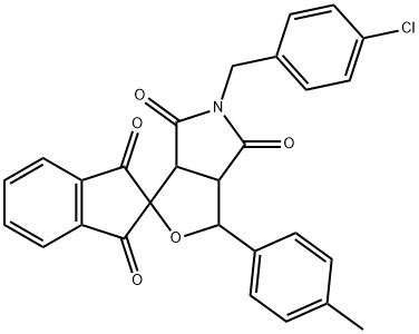 5-(4-chlorobenzyl)-1-(4-methylphenyl)-3a,6a-dihydrospiro[1H-furo[3,4-c]pyrrole-3,2'-(1'H)-indene]-1',3',4,6(2'H,3H,5H)-tetrone 结构式