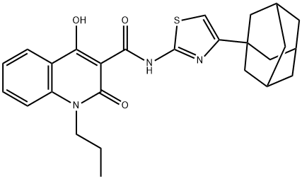 N-[4-(1-adamantyl)-1,3-thiazol-2-yl]-4-hydroxy-2-oxo-1-propyl-1,2-dihydro-3-quinolinecarboxamide 结构式
