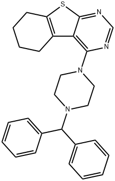4-(4-benzhydryl-1-piperazinyl)-5,6,7,8-tetrahydro[1]benzothieno[2,3-d]pyrimidine 结构式