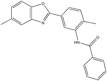 N-[2-methyl-5-(5-methyl-1,3-benzoxazol-2-yl)phenyl]benzamide 结构式