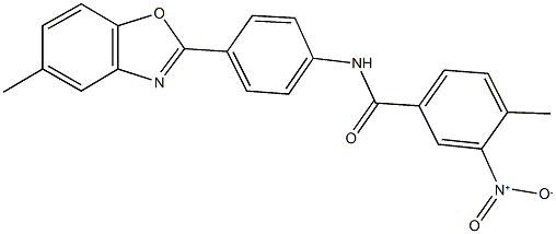 3-nitro-4-methyl-N-[4-(5-methyl-1,3-benzoxazol-2-yl)phenyl]benzamide 结构式