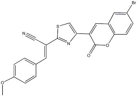 2-[4-(6-bromo-2-oxo-2H-chromen-3-yl)-1,3-thiazol-2-yl]-3-(4-methoxyphenyl)acrylonitrile 结构式