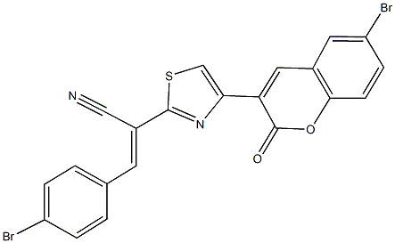 2-[4-(6-bromo-2-oxo-2H-chromen-3-yl)-1,3-thiazol-2-yl]-3-(4-bromophenyl)acrylonitrile 结构式