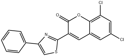 6,8-dichloro-3-(4-phenyl-1,3-thiazol-2-yl)-2H-chromen-2-one 结构式