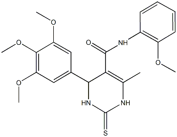 N-(2-methoxyphenyl)-6-methyl-2-thioxo-4-(3,4,5-trimethoxyphenyl)-1,2,3,4-tetrahydro-5-pyrimidinecarboxamide 结构式