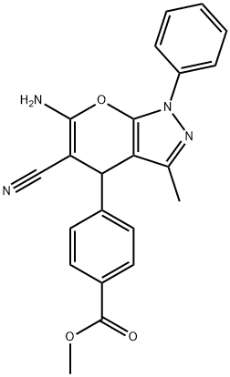 methyl 4-(6-amino-5-cyano-3-methyl-1-phenyl-1,4-dihydropyrano[2,3-c]pyrazol-4-yl)benzoate 结构式