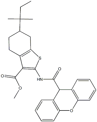 methyl 6-tert-pentyl-2-[(9H-xanthen-9-ylcarbonyl)amino]-4,5,6,7-tetrahydro-1-benzothiophene-3-carboxylate 结构式