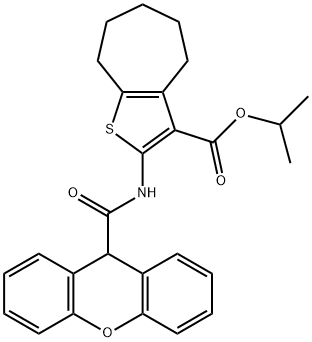 isopropyl 2-[(9H-xanthen-9-ylcarbonyl)amino]-5,6,7,8-tetrahydro-4H-cyclohepta[b]thiophene-3-carboxylate 结构式