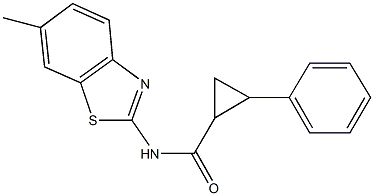 N-(6-methyl-1,3-benzothiazol-2-yl)-2-phenylcyclopropanecarboxamide 结构式