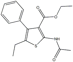 ethyl 2-(acetylamino)-5-ethyl-4-phenyl-3-thiophenecarboxylate 结构式