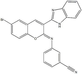 3-{[3-(1H-benzimidazol-2-yl)-6-bromo-2H-chromen-2-ylidene]amino}benzonitrile 结构式