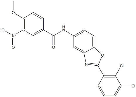 N-[2-(2,3-dichlorophenyl)-1,3-benzoxazol-5-yl]-3-nitro-4-methoxybenzamide 结构式