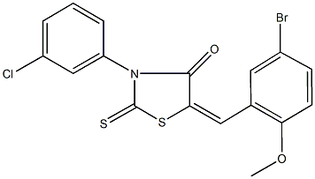 5-(5-bromo-2-methoxybenzylidene)-3-(3-chlorophenyl)-2-thioxo-1,3-thiazolidin-4-one 结构式