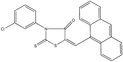 5-(9-anthrylmethylene)-3-(3-chlorophenyl)-2-thioxo-1,3-thiazolidin-4-one 结构式