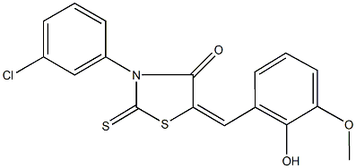 3-(3-chlorophenyl)-5-(2-hydroxy-3-methoxybenzylidene)-2-thioxo-1,3-thiazolidin-4-one 结构式
