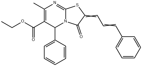 ethyl 7-methyl-3-oxo-5-phenyl-2-(3-phenyl-2-propenylidene)-2,3-dihydro-5H-[1,3]thiazolo[3,2-a]pyrimidine-6-carboxylate 结构式