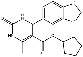 cyclopentyl 4-(1,3-benzodioxol-5-yl)-6-methyl-2-oxo-1,2,3,4-tetrahydro-5-pyrimidinecarboxylate 结构式