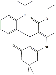 ethyl 4-(2-isopropoxyphenyl)-2,7,7-trimethyl-5-oxo-1,4,5,6,7,8-hexahydro-3-quinolinecarboxylate 结构式