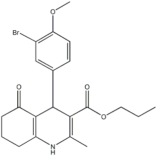 propyl 4-[3-bromo-4-(methyloxy)phenyl]-2-methyl-5-oxo-1,4,5,6,7,8-hexahydroquinoline-3-carboxylate 结构式