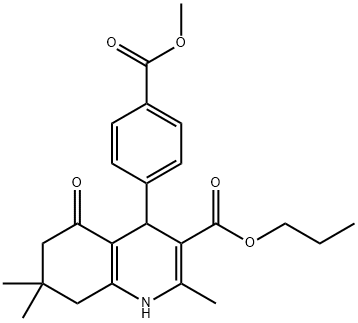 propyl 2,7,7-trimethyl-4-{4-[(methyloxy)carbonyl]phenyl}-5-oxo-1,4,5,6,7,8-hexahydroquinoline-3-carboxylate 结构式