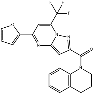 1-{[5-(2-furyl)-7-(trifluoromethyl)pyrazolo[1,5-a]pyrimidin-2-yl]carbonyl}-1,2,3,4-tetrahydroquinoline 结构式