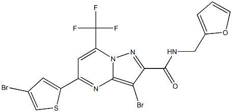 3-bromo-5-(4-bromo-2-thienyl)-N-(2-furylmethyl)-7-(trifluoromethyl)pyrazolo[1,5-a]pyrimidine-2-carboxamide 结构式