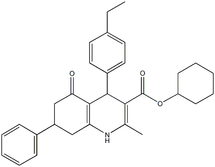 cyclohexyl 4-(4-ethylphenyl)-2-methyl-5-oxo-7-phenyl-1,4,5,6,7,8-hexahydroquinoline-3-carboxylate 结构式
