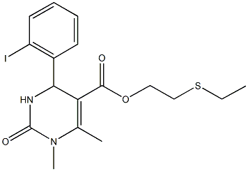 2-(ethylsulfanyl)ethyl 4-(2-iodophenyl)-1,6-dimethyl-2-oxo-1,2,3,4-tetrahydro-5-pyrimidinecarboxylate 结构式