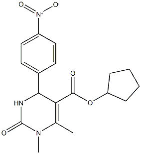 cyclopentyl 4-{4-nitrophenyl}-1,6-dimethyl-2-oxo-1,2,3,4-tetrahydropyrimidine-5-carboxylate 结构式