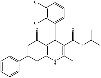 isopropyl 4-(2,3-dichlorophenyl)-2-methyl-5-oxo-7-phenyl-1,4,5,6,7,8-hexahydroquinoline-3-carboxylate 结构式