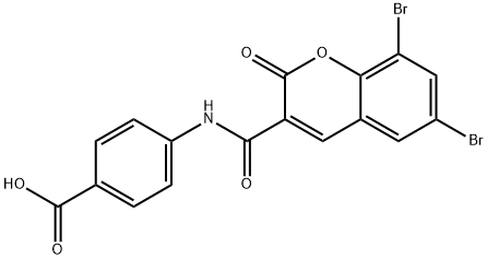 4-{[(6,8-dibromo-2-oxo-2H-chromen-3-yl)carbonyl]amino}benzoic acid 结构式