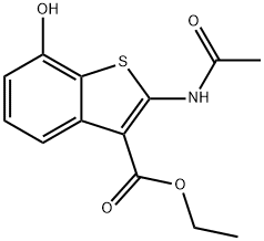 ethyl 2-(acetylamino)-7-hydroxy-1-benzothiophene-3-carboxylate 结构式