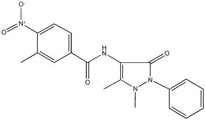 N-(1,5-dimethyl-3-oxo-2-phenyl-2,3-dihydro-1H-pyrazol-4-yl)-4-nitro-3-methylbenzamide 结构式