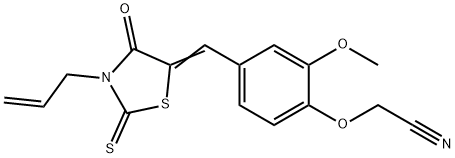 {4-[(3-allyl-4-oxo-2-thioxo-1,3-thiazolidin-5-ylidene)methyl]-2-methoxyphenoxy}acetonitrile 结构式