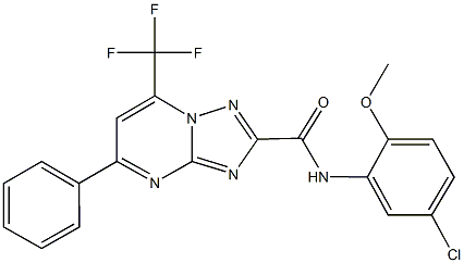 N-(5-chloro-2-methoxyphenyl)-5-phenyl-7-(trifluoromethyl)[1,2,4]triazolo[1,5-a]pyrimidine-2-carboxamide 结构式