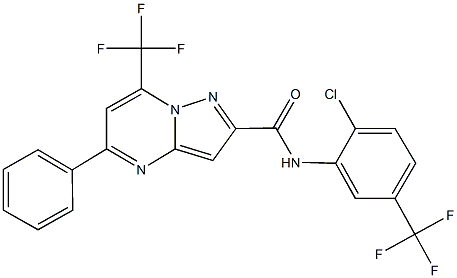 N-[2-chloro-5-(trifluoromethyl)phenyl]-5-phenyl-7-(trifluoromethyl)pyrazolo[1,5-a]pyrimidine-2-carboxamide 结构式