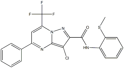3-chloro-N-[2-(methylsulfanyl)phenyl]-5-phenyl-7-(trifluoromethyl)pyrazolo[1,5-a]pyrimidine-2-carboxamide 结构式