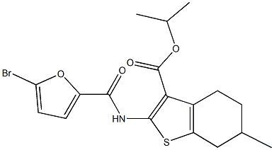 isopropyl 2-[(5-bromo-2-furoyl)amino]-6-methyl-4,5,6,7-tetrahydro-1-benzothiophene-3-carboxylate 结构式