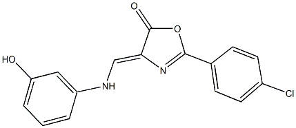 2-(4-chlorophenyl)-4-[(3-hydroxyanilino)methylene]-1,3-oxazol-5(4H)-one 结构式