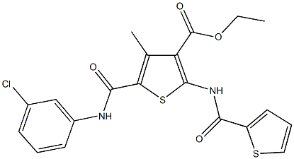 ethyl 5-[(3-chloroanilino)carbonyl]-4-methyl-2-[(2-thienylcarbonyl)amino]-3-thiophenecarboxylate 结构式