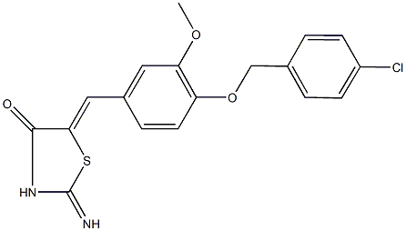 5-{4-[(4-chlorobenzyl)oxy]-3-methoxybenzylidene}-2-imino-1,3-thiazolidin-4-one 结构式