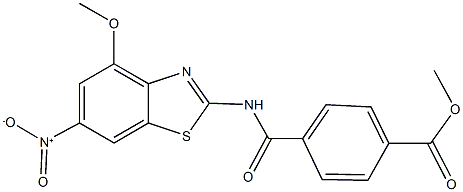 methyl 4-[({6-nitro-4-methoxy-1,3-benzothiazol-2-yl}amino)carbonyl]benzoate 结构式