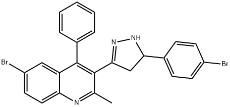 6-bromo-3-[5-(4-bromophenyl)-4,5-dihydro-1H-pyrazol-3-yl]-2-methyl-4-phenylquinoline 结构式