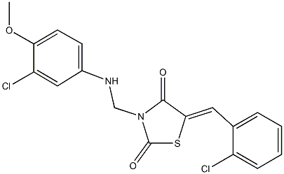 5-(2-chlorobenzylidene)-3-[(3-chloro-4-methoxyanilino)methyl]-1,3-thiazolidine-2,4-dione 结构式