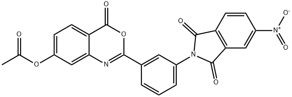 2-(3-{5-nitro-1,3-dioxo-1,3-dihydro-2H-isoindol-2-yl}phenyl)-4-oxo-4H-3,1-benzoxazin-7-yl acetate 结构式