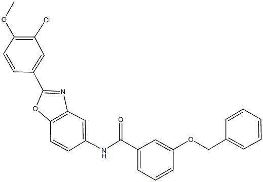 3-(benzyloxy)-N-[2-(3-chloro-4-methoxyphenyl)-1,3-benzoxazol-5-yl]benzamide 结构式