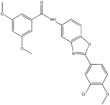 N-[2-(3-chloro-4-methoxyphenyl)-1,3-benzoxazol-5-yl]-3,5-dimethoxybenzamide 结构式