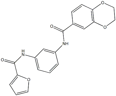 N-[3-(2-furoylamino)phenyl]-2,3-dihydro-1,4-benzodioxine-6-carboxamide 结构式